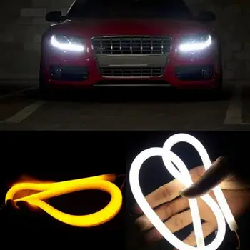 

SALE Universal Motors 30/45/60CM Vehicle DRL Flexible Light Strips Daytime Running Lights Turn Signal Angel Eye Car Model