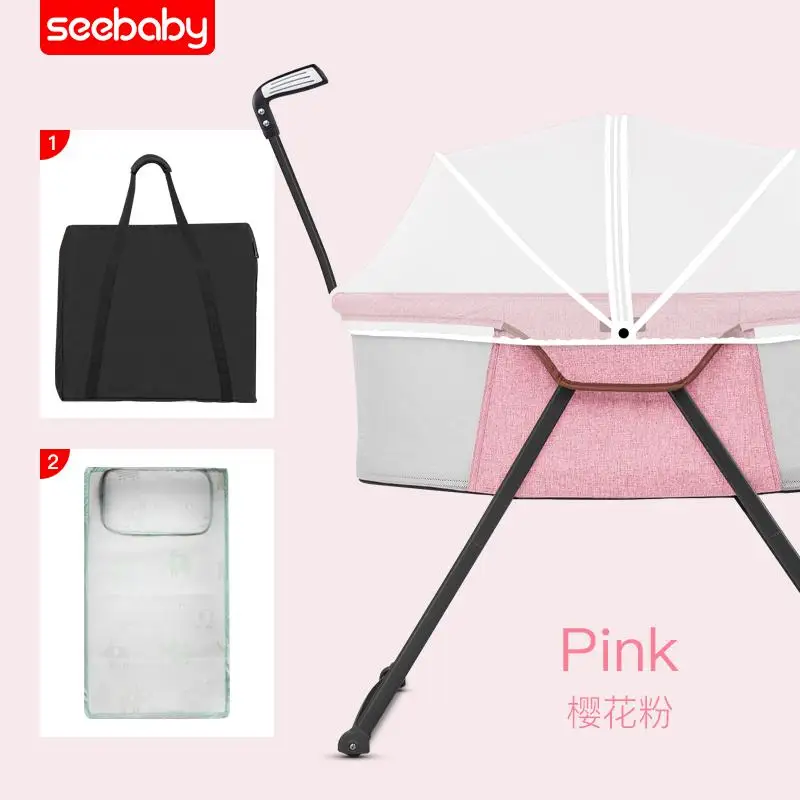 pink 1 4 в 1, Детский шейкер, портативная кроватка, многофункциональная кровать для новорожденных, светильник для путешествий, детское спальное постельное белье - Цвет: pink 1