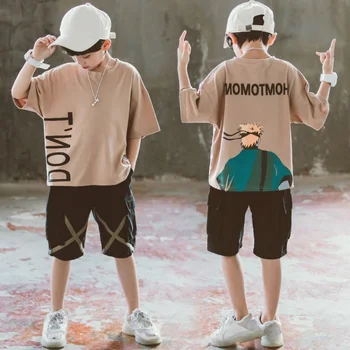 

Boys Summer Kids Clothes Sets for Boys 5 8 10 12 Year Kids Short Sleeve Cotton T-shirt & Pants Kids Clothing Teenager Sport Suit