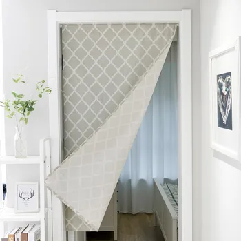 

Light Green Geometric Printing Curtain Curtain Partition Curtain Fabric Wind Bath Curtain Bathroom Half Curtain without Rod