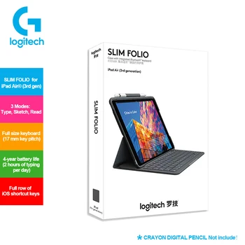

Original Logitech SLIM FOLIO iPad Keyboard iPad Air® (3rd gen) Full Row of iOS Shortcut Keys Full Size Keyboard