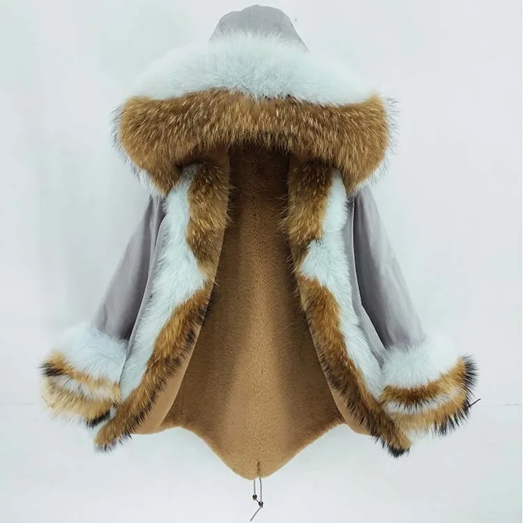 Зимняя женская куртка из натурального меха енота, воротник из лисьего меха, капюшон с манжетами, Толстая теплая верхняя одежда, новая длинная парка, пальто из натурального меха