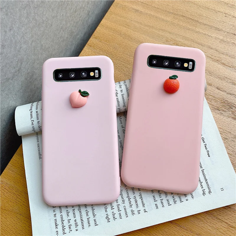Case For Samsung Galaxy S8 S9 S10 5G Lite Plus S6 S7 Edge Soft Cover Cute 3D Fruit Silicone Peach Grape Avocado orange Cases