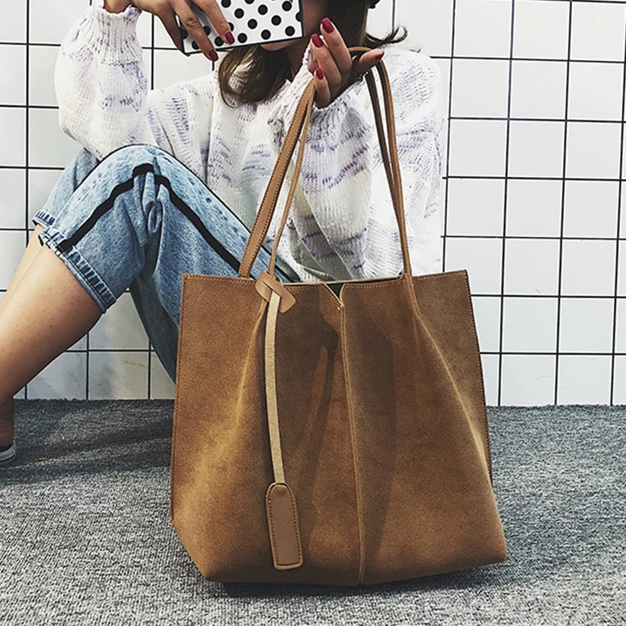 

Large Capacity Women Composite Bag Vintage Simple Women's Bag Solid Matte Lady Shoulder Bag High Quality Pu Lady Top-handle Bags