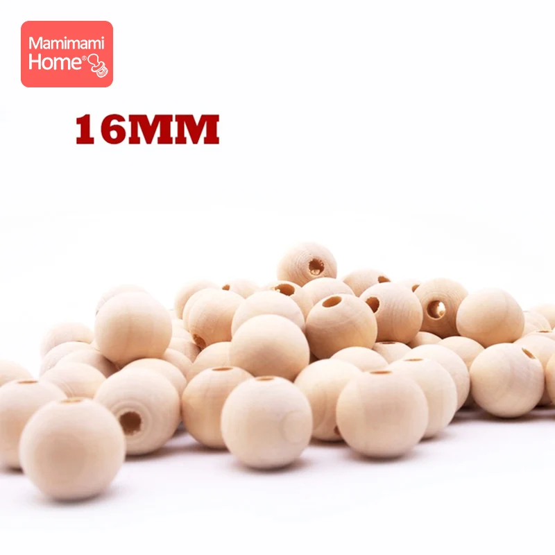 16mm Mamihome 200 шт деревянные бусины Круглый детский Прорезыватель своими руками браслеты для кормления ожерелье Подарки натуральные деревянные пустые детские товары игрушки - Цвет: 16mm