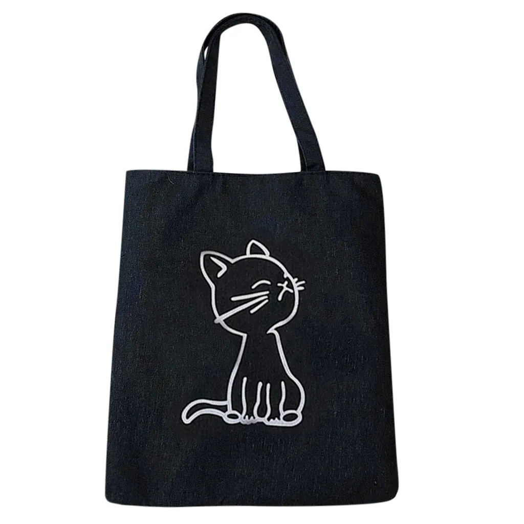 

Japan cat print casual large capacity canvas Female Shopping Bag Cartoon Shoulder Bag Student Out Large Capacity Canvas Bag