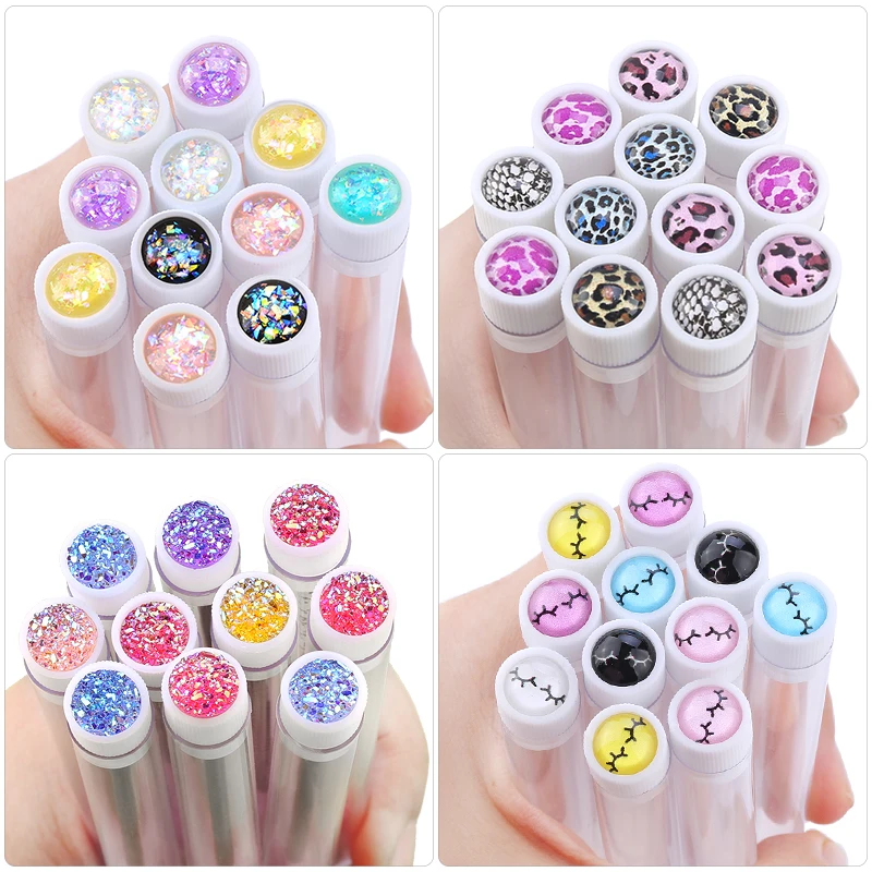 20pcs Reusable Eyebrow Brush Tube Leopard Serpentine Diamond Mascara Wands Dust-proof Eyelash Extension Supplies Makeup Tool 2