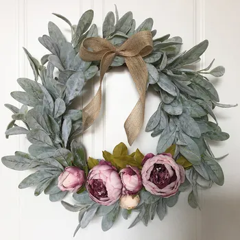

Model of Wool of First Frost Leaves Peony Garland Plant Door Decoration Home Lintel of a Door Imitation Flowers Wall Decoration