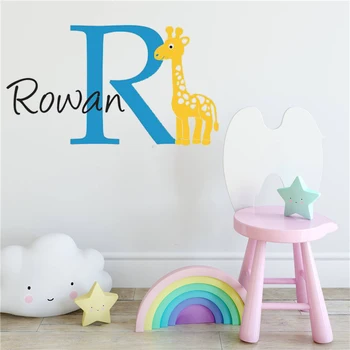 

Wall sticker kids room decoration Giraffe Wall Decal with Initial & Name Cartoon Giraffe Sticker Medium home decor Decal HY211