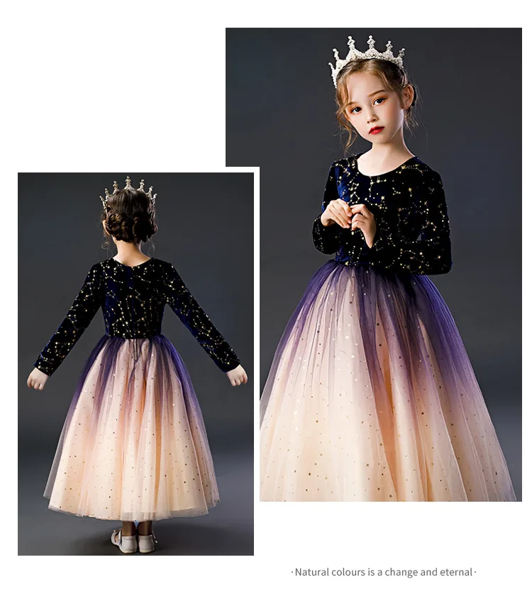 Flower Girl Dresses Luxury Tulle Party Dresses For Wedding Party Girl Christmas Party Prom Formal communion Long sleeved dress