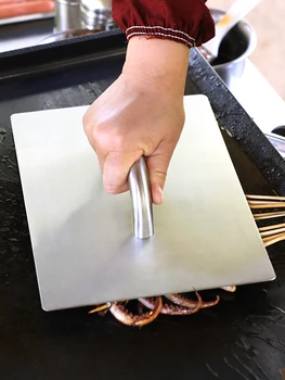 

Special pressing plate squid thickened iron plate stainless steel pressed cake grilled snack teppanyaki barbecue BBQ tool