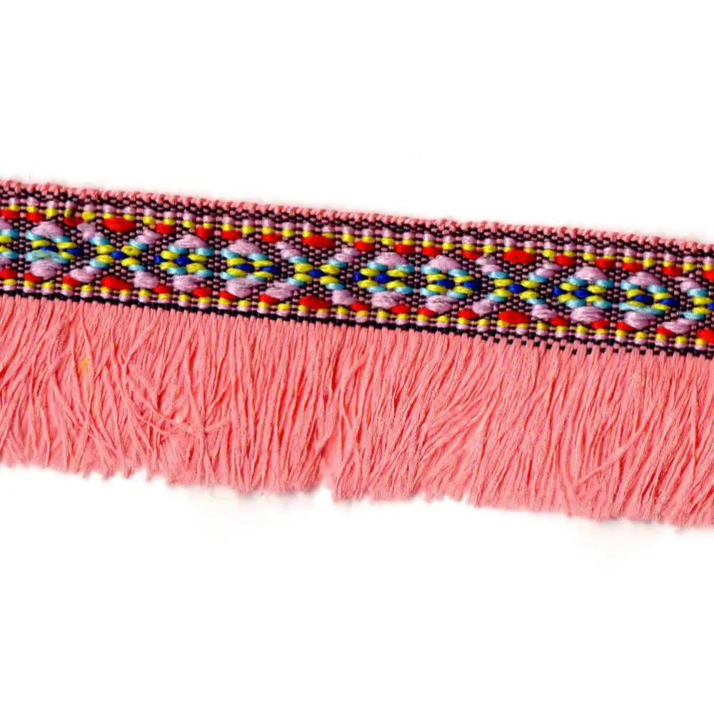 

2YARD 35MM Watermelon RedTassel Ribbon Ethnic Embroidered Webbing Trim DIY Handmade Sewing Ribbons Clothing Decorative Lace