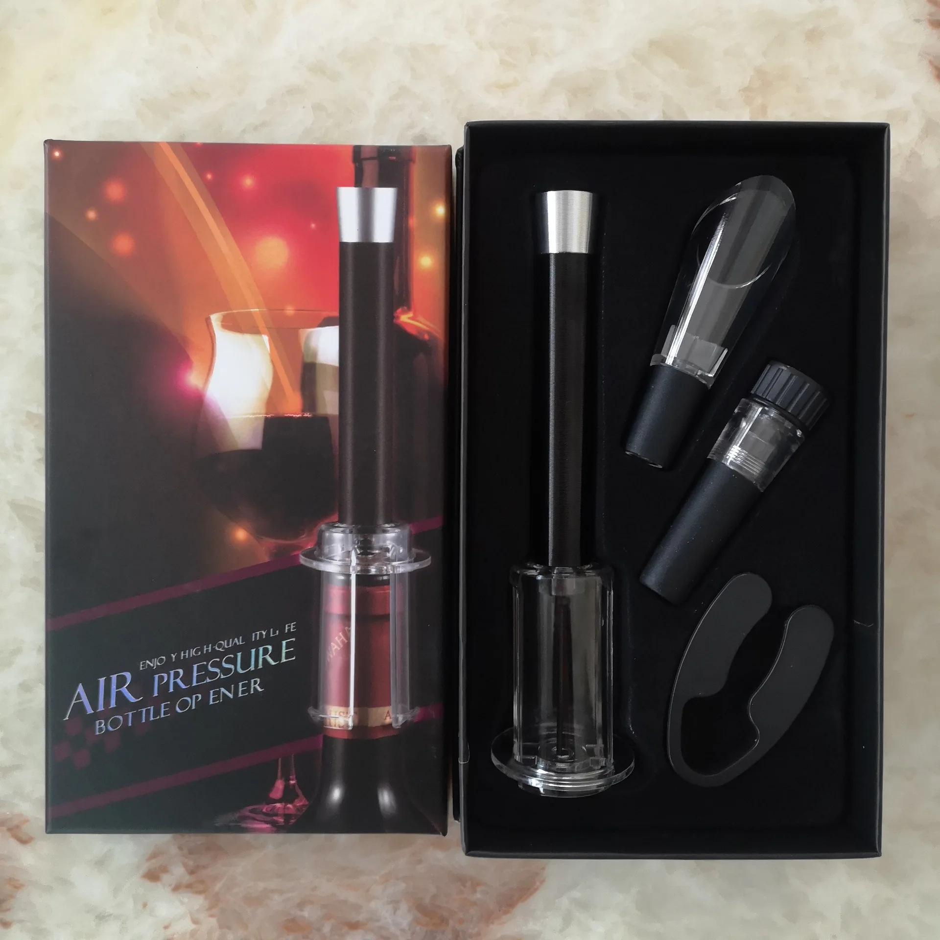 1SET Air Pressure Type Wine Bottle Opener Stainless Steel Pin Type Bottle Pumps Corkscrew Cork Out Tool Red Wine Opener QA 147