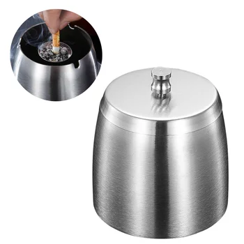 

1pc Ashtray Reusable Windproof Stainless Steel Cigarette Holder Ashtray for Office Restaurant Home