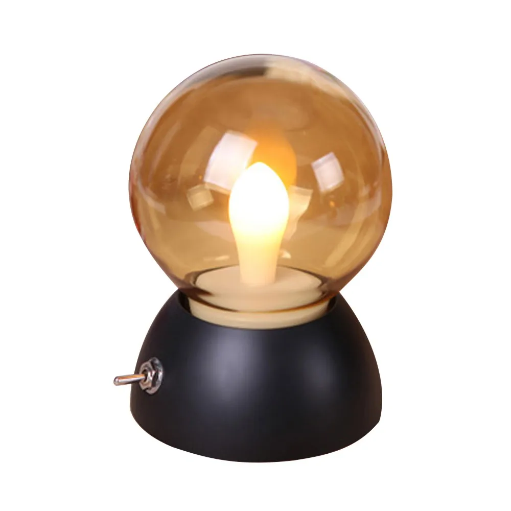 Black Base D Светодиодный иарный винтажный Светодиодная лампа USB ночной Светильник из янтарного стекла 5 в перезаряжаемый аккумулятор портативный светильник ing светильники прикроватная настольная лампа - Испускаемый цвет: Black Base D