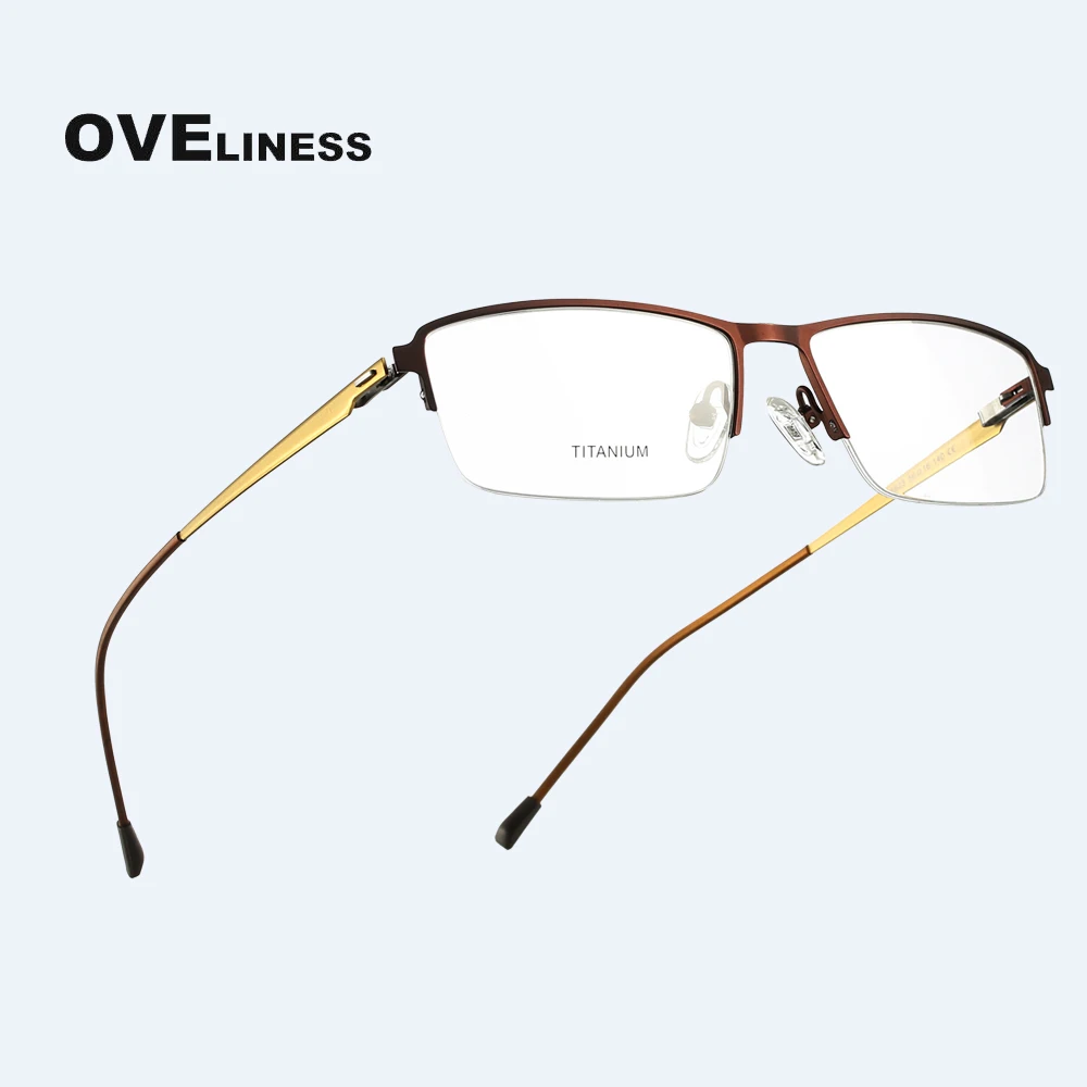 

optical glasses frame Men eyeglasses Prescription Myopia Computer Titanium Alloy Ultralight Male Metal half Screwless Eyewear