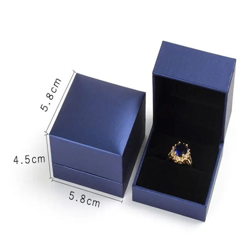 Высококачественная шкатулка для драгоценностей кольцо коробка Свадебная коробочка для обручальных колец подставка для серьг и ювелирных изделий Подарочная коробка держатель темно-синий ювелирный Органайзер