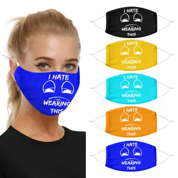 

5PCS Unisex Funny Printed Windproof Face Mask Breathable Mouth Cover Face Shield Reusable Cloth Mouth Mask Washable mondmaskers