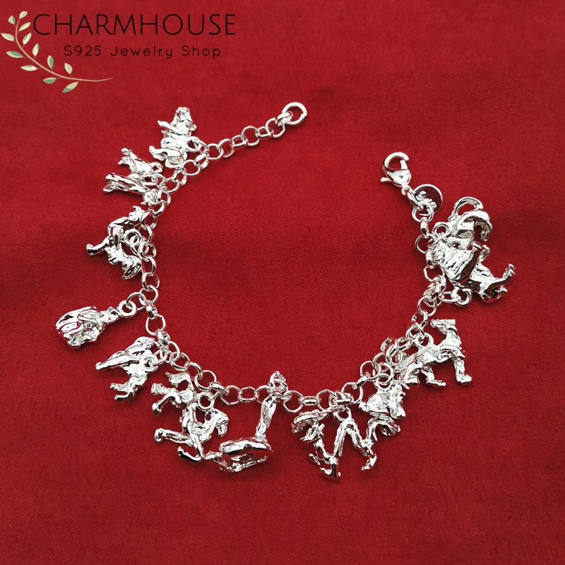 Pulsera de plata 925 para mujer, joyería de moda, con dijes del zodiaco y colgantes de animales, regalo de fiesta de cumpleaños, precio de fábrica - AliExpress Joyería y accesorios