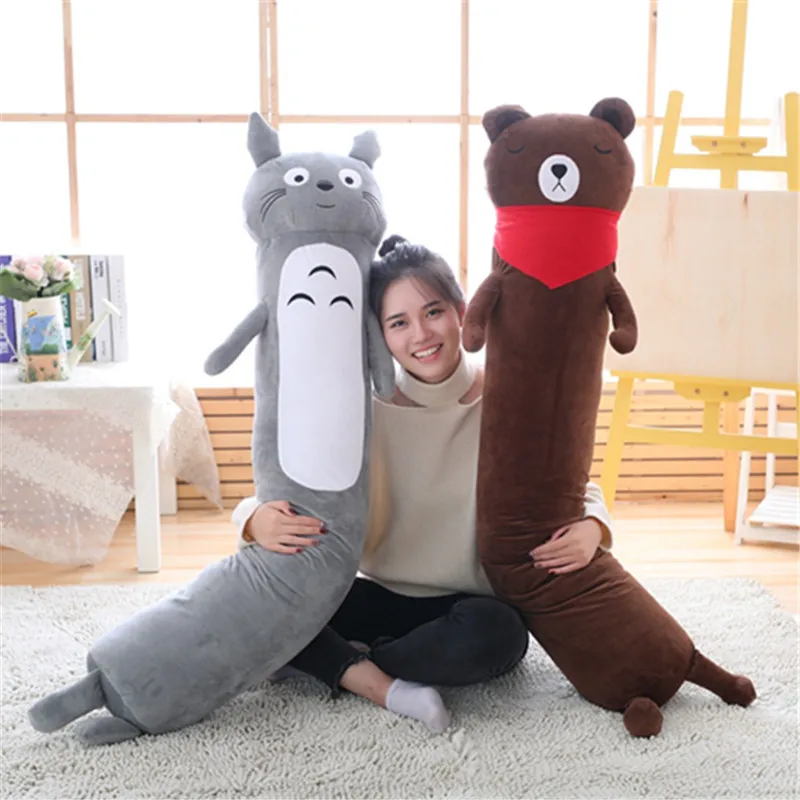 Explosion style removable plush toy long pillow cartoon anime pillow Pikachu Totoro brown bear cylindrical pillow sofa cushion