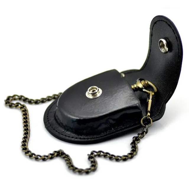 Pocket Watch Box Male PU Leather Cover Chain Fashion Vintage Pocket Watch Box
