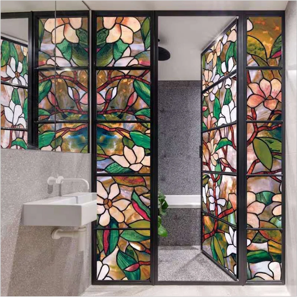 YaJing Privacy Window Film Stained Glass Vinyl Static Self Adhesive Film Frosted Decor GlassSticker Heat Control Decal for Home