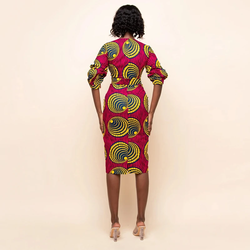 African Lady's Clothing Digital Printing Summer Sexy Female V-Neck Slimming Elegant Dress Fashion Maxi Sundress Dashiki Kanga Africa Clothing