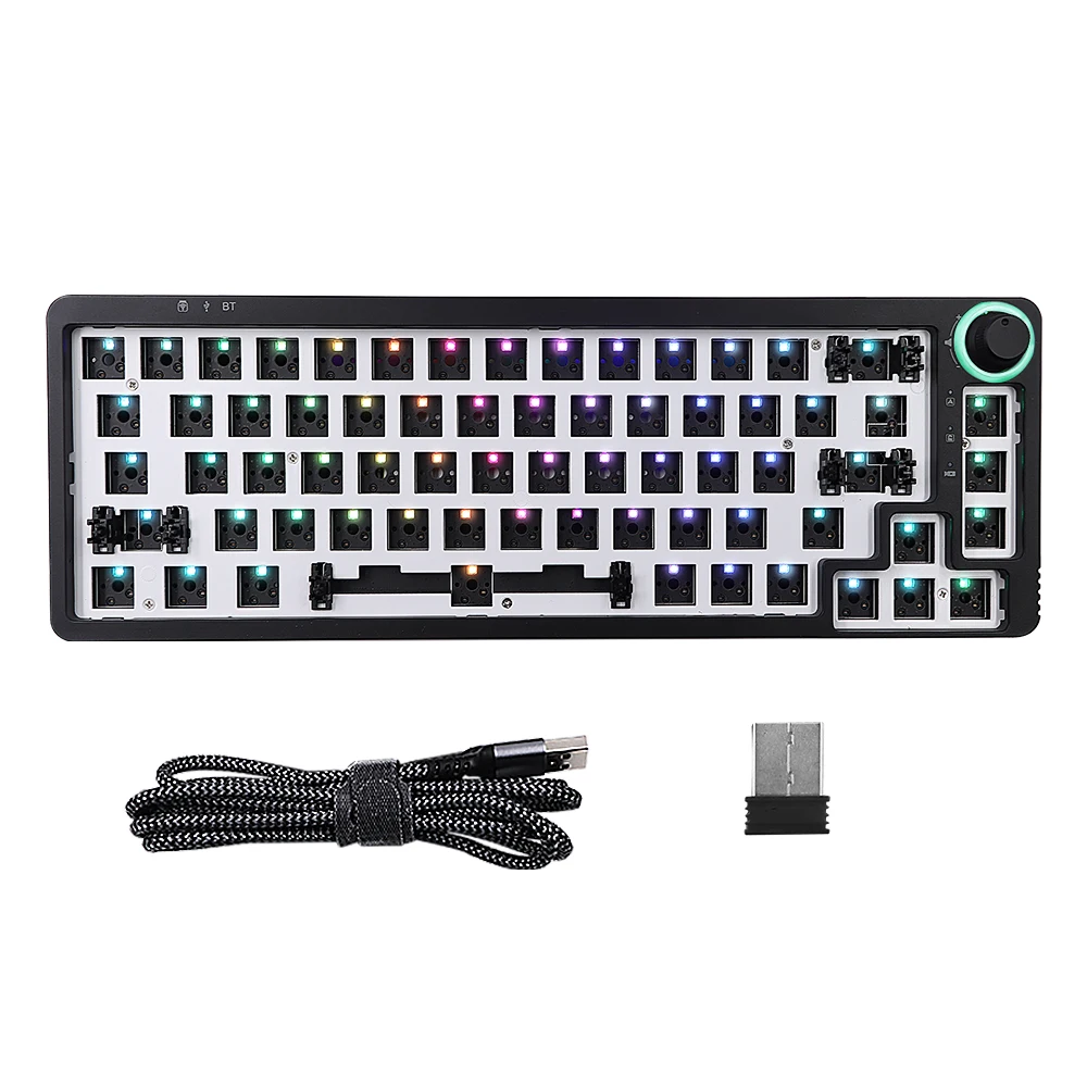 Lk67/kf068 hot swap teclado mecânico kit diy sem fio bluetooth 3 modo compatiable3/5 pin botão interruptores rgb teclado sem fio