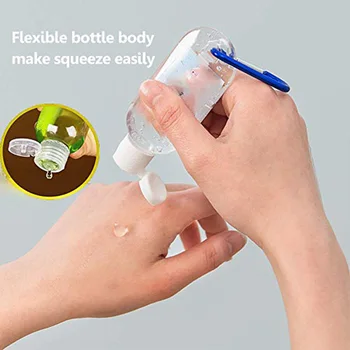 

50ml Portable Travel Bottle Mini Leak-proof Refillable Bottle with Key Ring Travel Holder Hook Flip Cap Refillable Bottle
