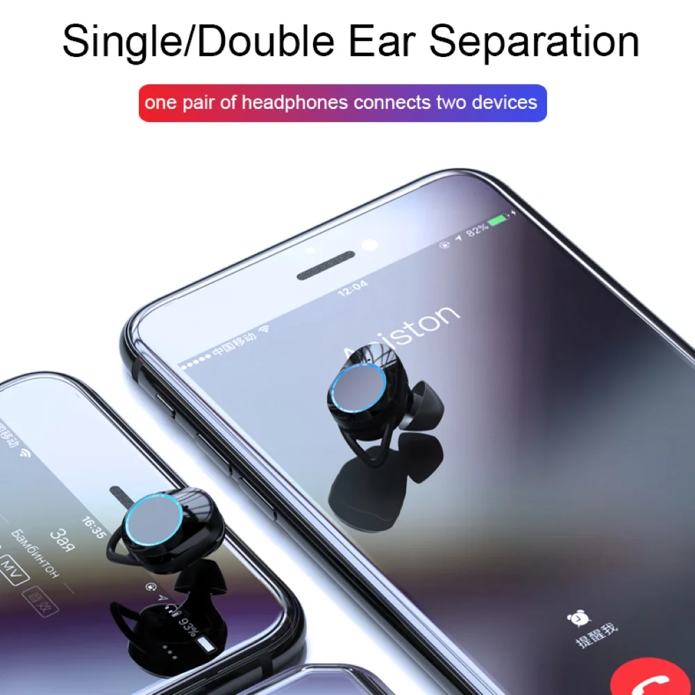 Беспроводные Bluetooth V5.0 водонепроницаемые спортивные наушники с сенсорным управлением, беспроводные наушники-вкладыши, басовые музыкальные наушники, наушники с зарядным устройством
