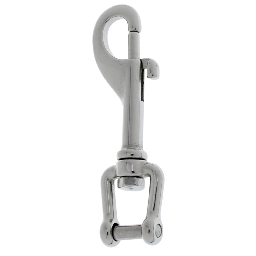 Set 2 Scuba Dive Clips - Single Ended Snap Bolt Shackle Keychain for Diving BCD Attachment - Marine 316 Stainless Steel