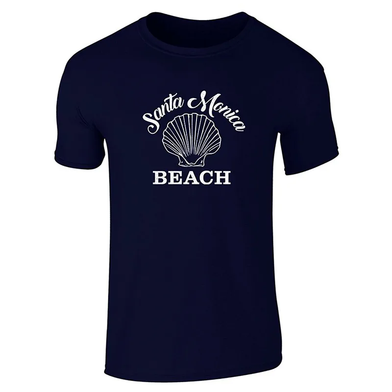 

Fashion Santa Monica Beach Shell Printed T-Shirt Men's Summer Cotton Short Sleeve O-Neck T Shirt New S-3XL