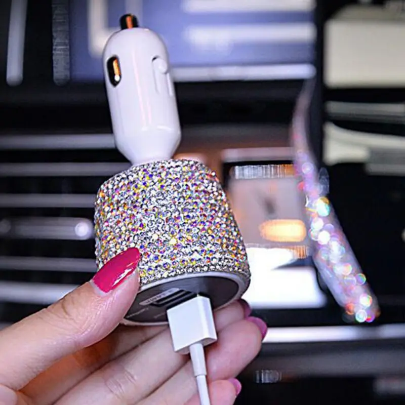 Стразы автомобильное USB быстрое зарядное устройство прикуриватель Алмазный кристалл gps Автомобильный держатель для телефона Вентиляционное крепление навигационный кронштейн