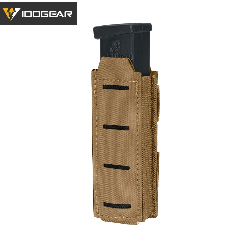 

IDOGEAR Tactical LSR Single Mag Carrier 9mm Mag Pouch MOLLE Pouch Laser Cut Hunting 3568