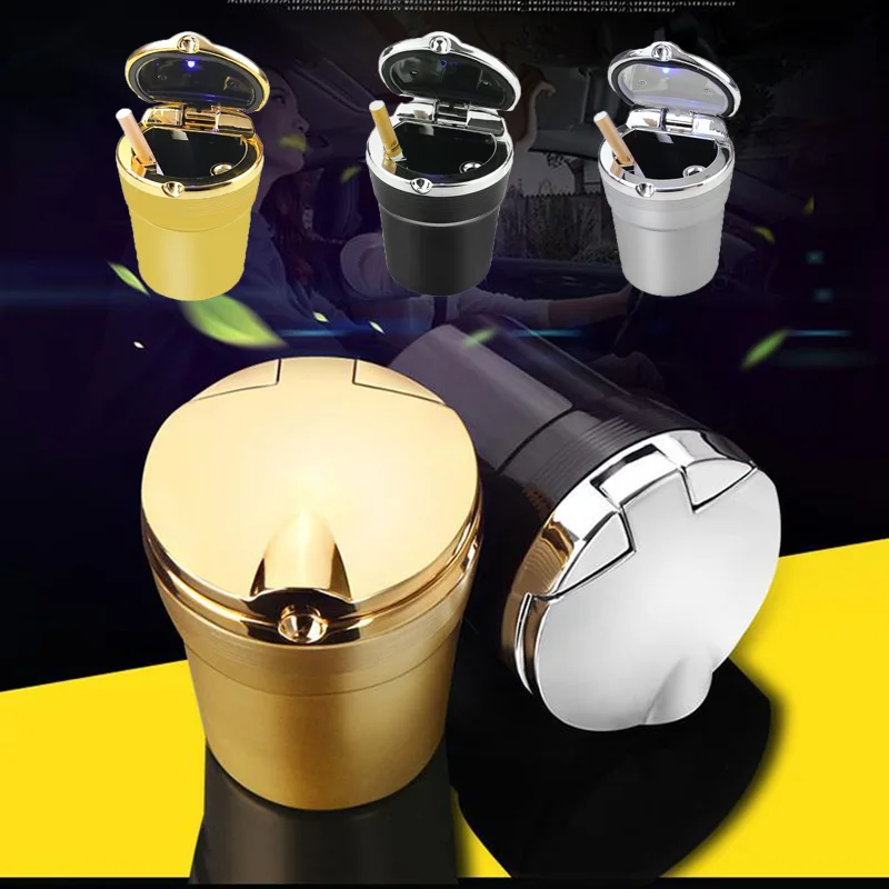 

2020 LED Portable Car Ashtray Cars High Flame Retardant Trash Automatic Light Mini Simple Trash Ashtray With Light For Opel KIA