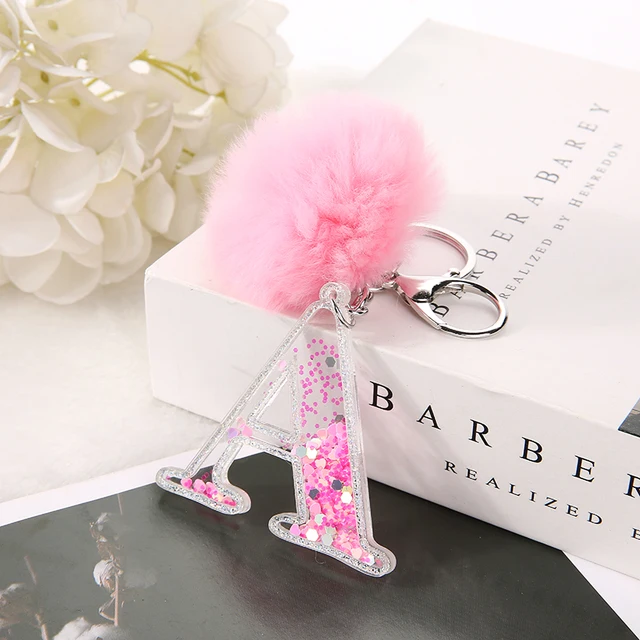 Pink English Letter Resin Resin Alphabet Keychain With Puffer Ball 26 Words  A TO Z Handbag Charm For Women Emel22 From Emelinediah, $12.22