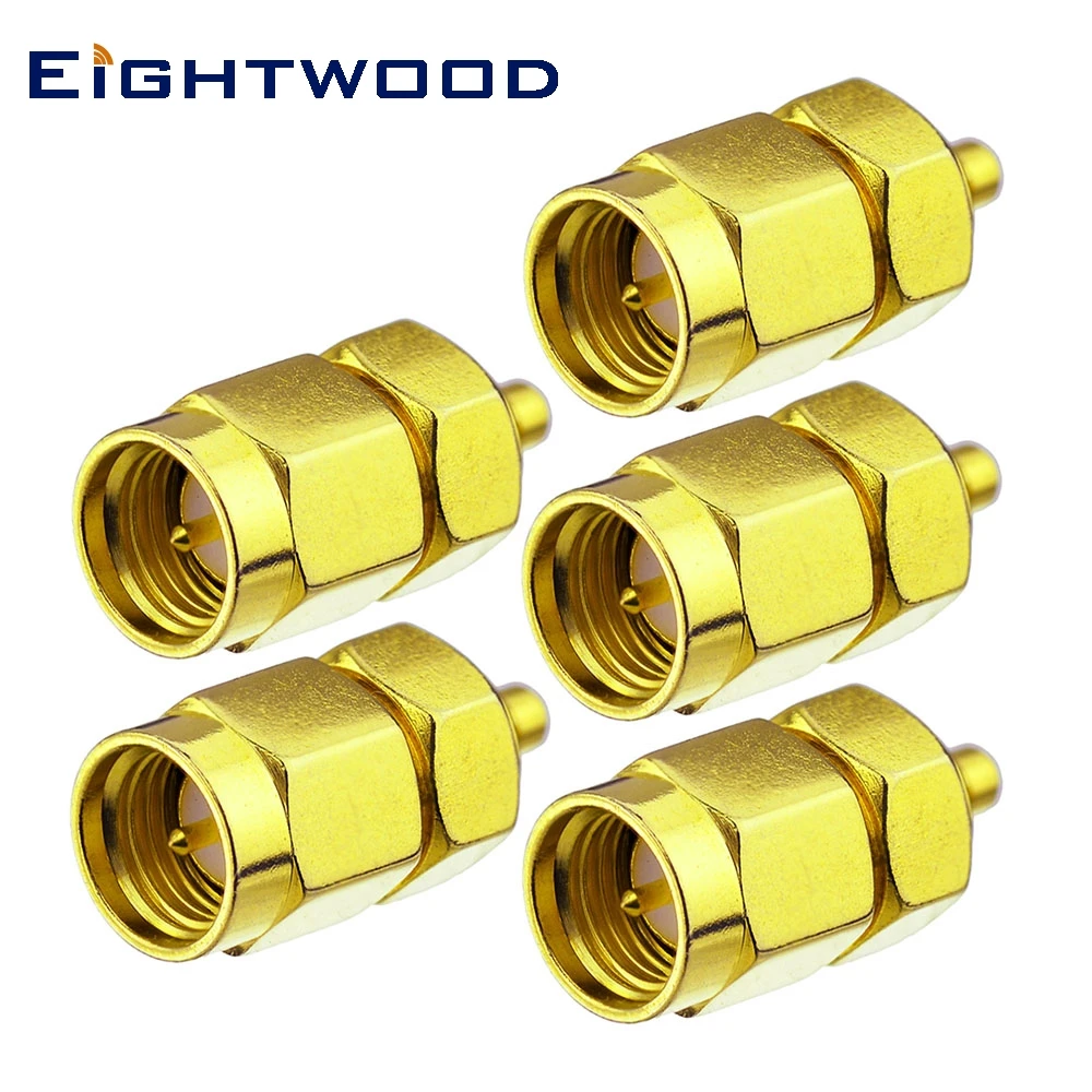 Eightwood 5 шт. SMA к MMCX RF коаксиальный адаптер SMA штекер к MMCX разъем прямой Золотой 50 Ом