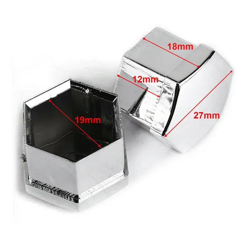 20pcs 19mm Chrome Silver Car Wheel Nut Bolt Head Cover Cap Exterior Decoration Protective Bolt Caps + 2pcs Clips Removal Tool