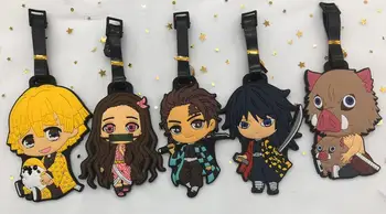

New 10 pcs Kimetsu no Yaiba keychain Fabric embroidery key chain for Aviation Special luggage tag