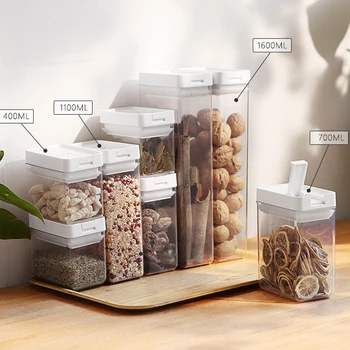 

Plastic Sealed Box Refrigerator Vegetable and Fruit Keep Fresh Cans Kitchen Food Storage Containers Canister Transparent Jar