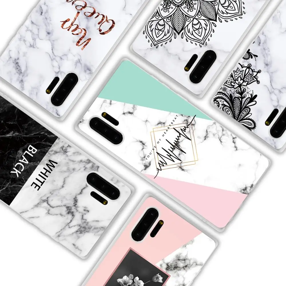 

Note10plus Lace flowers splice marble bee Phone Case For Samsung S8 S9 S10Plus S7edge note8 note9 note10 TPU Letter Capa Coque