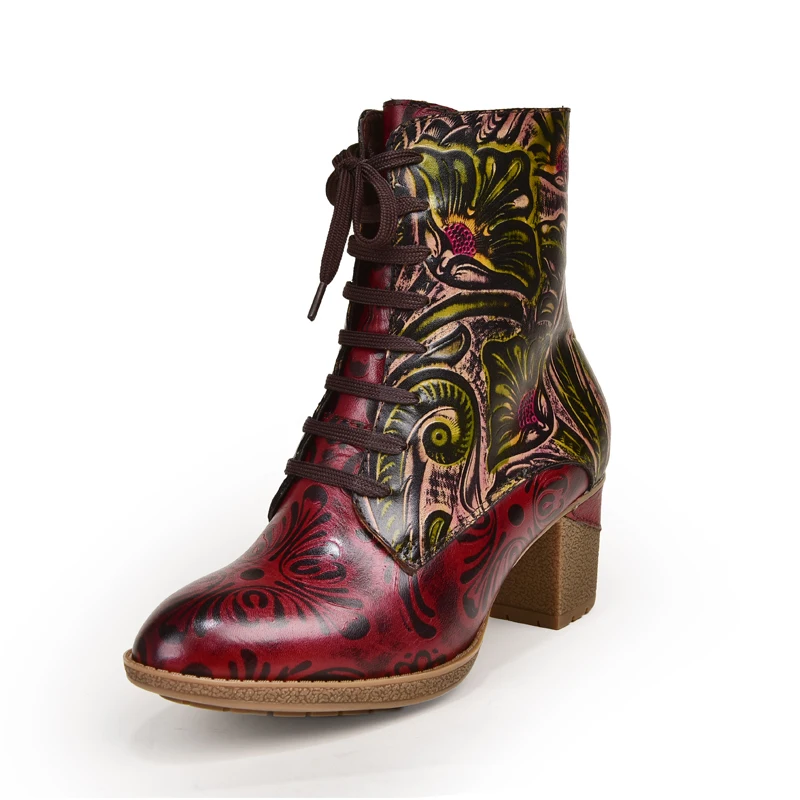 

Platform Cowboy Boots for Women Genuine Leather Shoes Woman Handmade Winter Boots Punk Combat Shoes Plus Size EU42 Botas Mujer