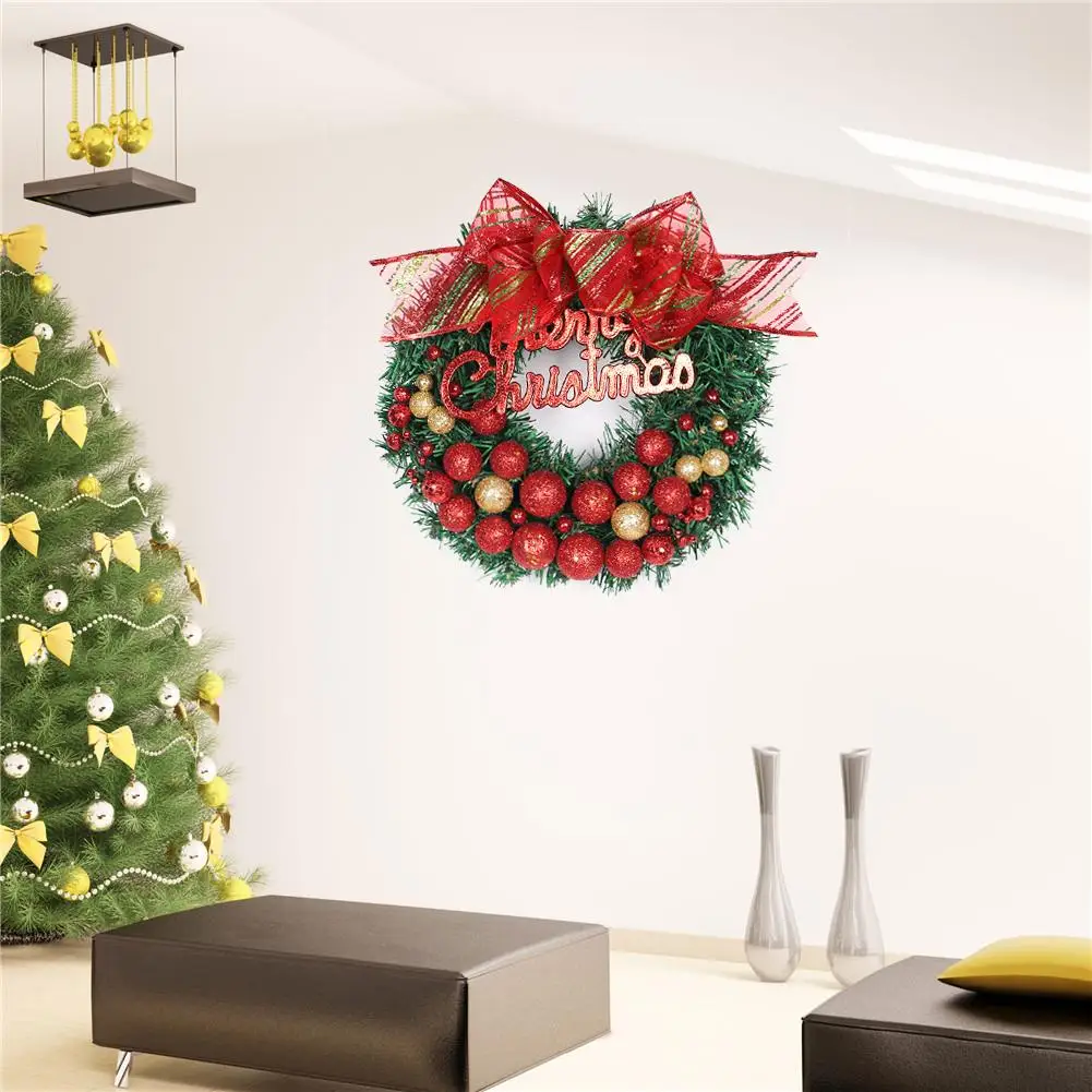 Christmas Wreath Christmas Home Decorations Red Gradient Wreath With Balls Festival Party Decorations