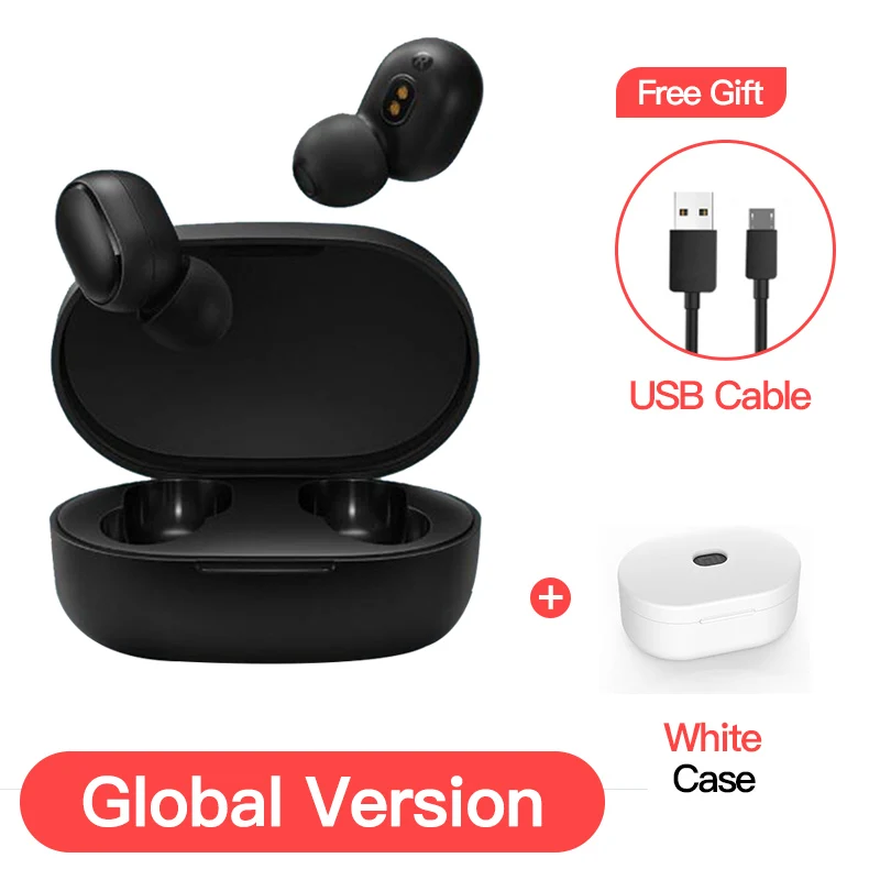 Глобальная версия Xiaomi Redmi Airdots TWS наушники стерео беспроводной шумоподавление с микрофоном громкой связи AI Bluetooth 5,0 - Цвет: EN add white case