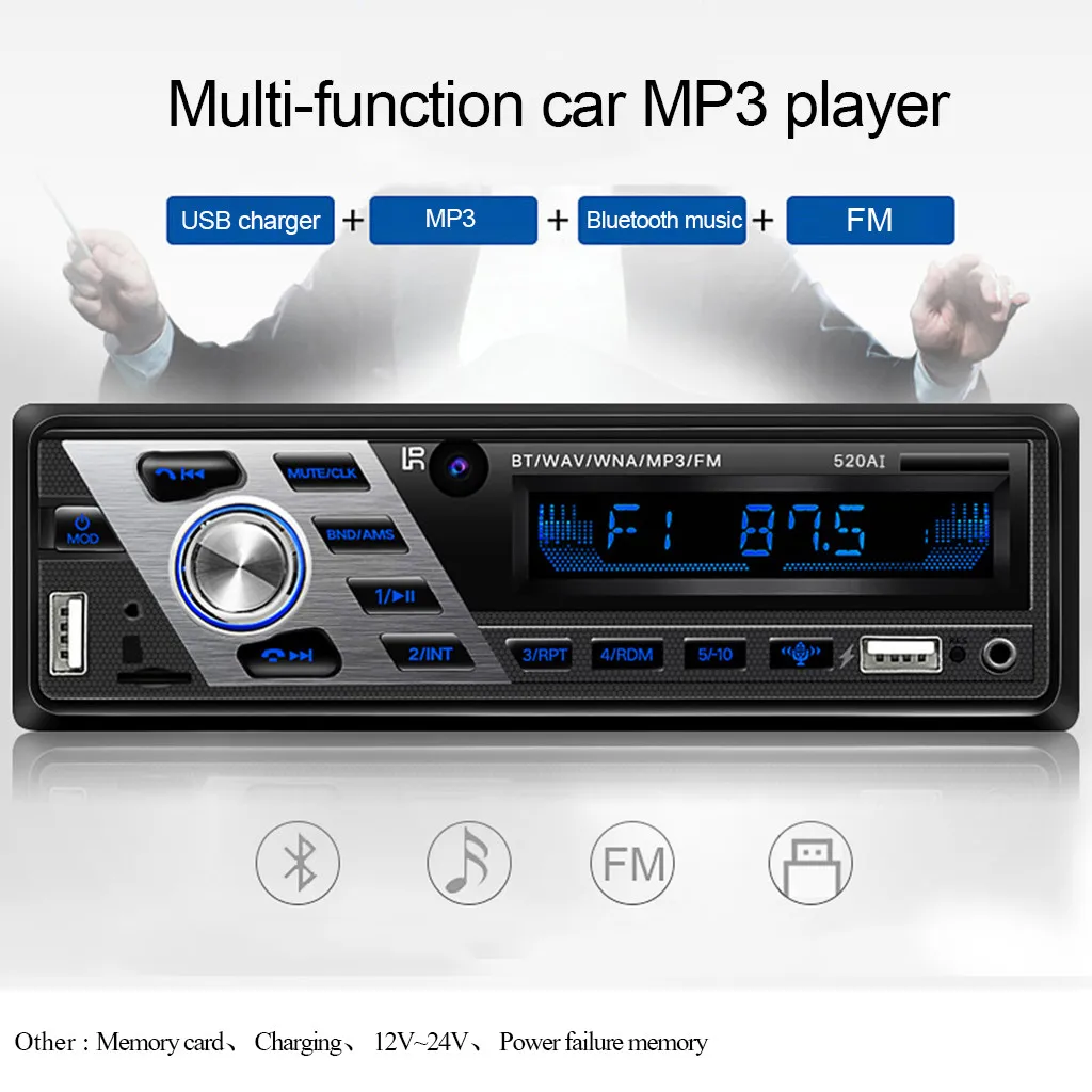 Car Audio Receiver Car MP3 Player With USB Charger 12/24V Car Radio FM Bluetooth Remote SD Card for Volvo for Honda for Toyota