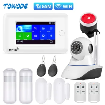 

Towode Security Alarm System PG106 WIFI Smart 2G Anti Theft System 4.3 inch Color Screen APP Remote Control PIR Motion Sensor