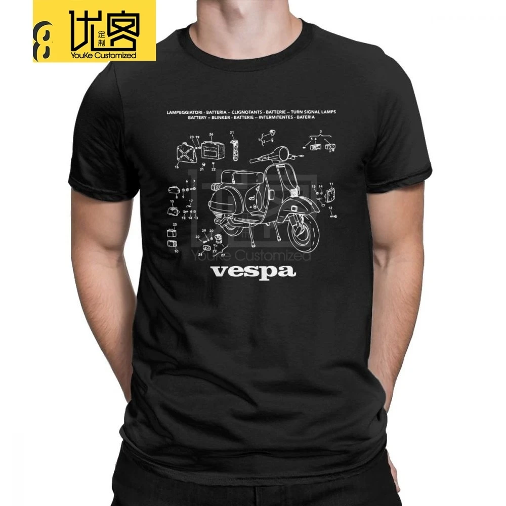 Vespa футболки запчасти скутер Италия уникальный ретро мотоцикл велосипед