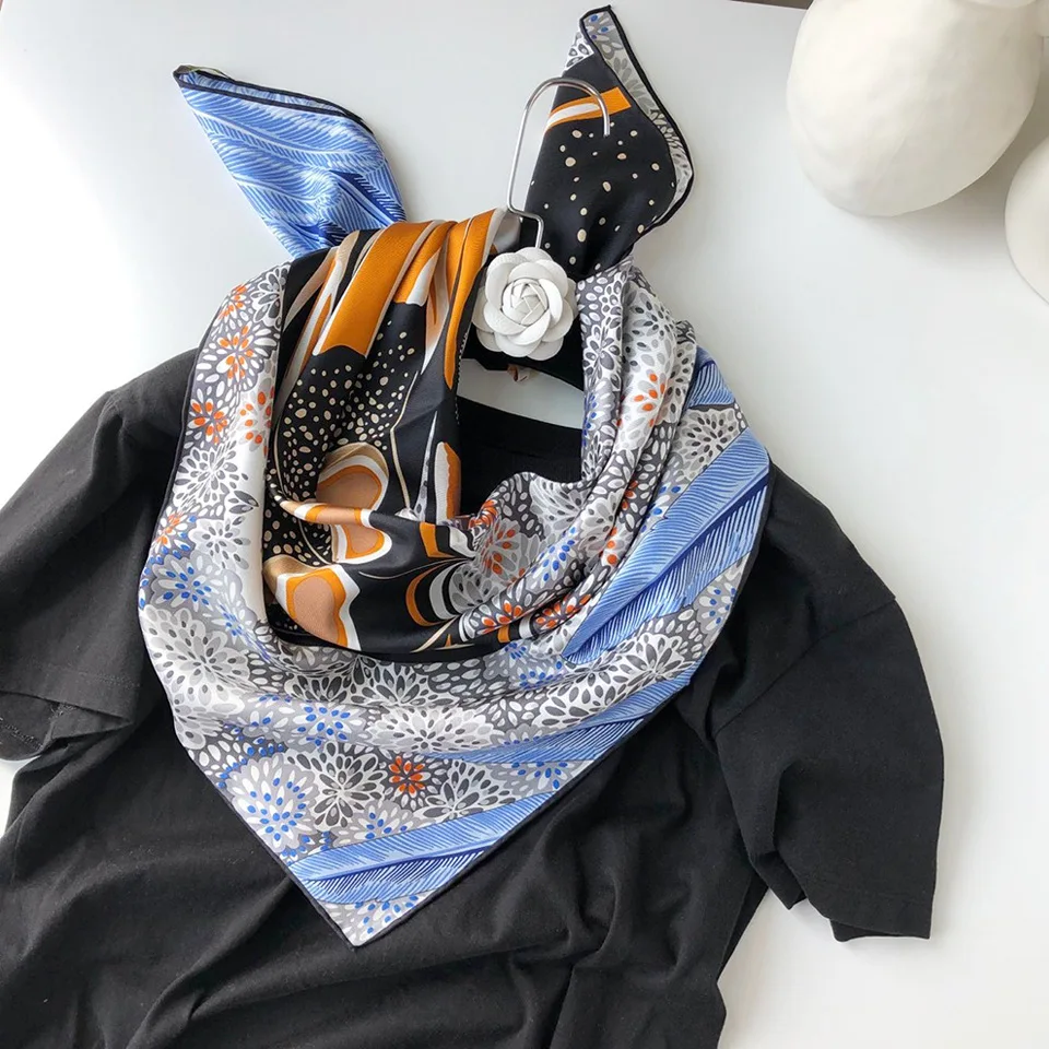 

2019 New Style Heavyweight Silk Twill Weave Silk Mulberry Silk Scarf Women's Forest Spirit of Series 90cm Shawl Scarf