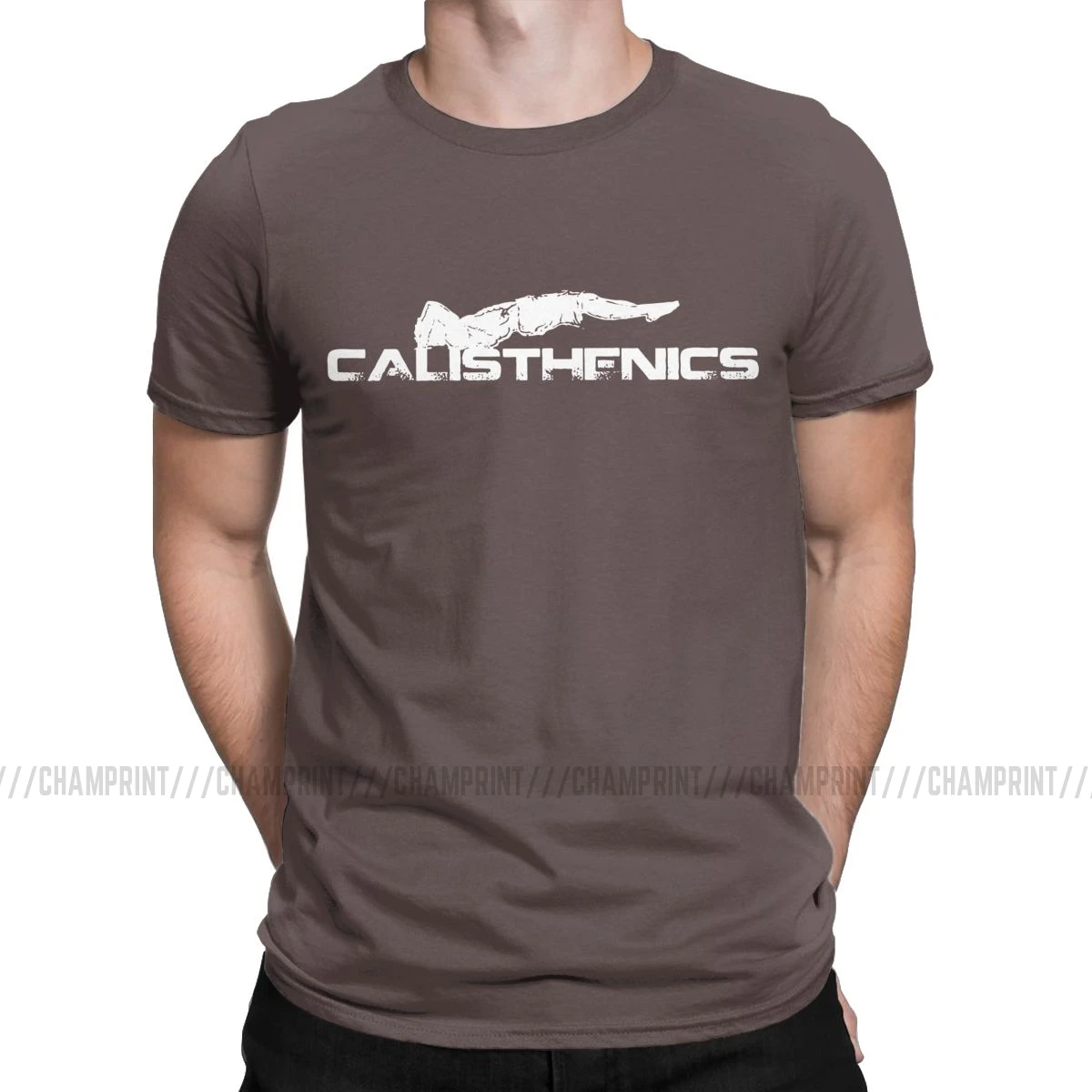 Потрясающие мужские футболки Calisthenics, хлопковая футболка для спорта, тренировок, фитнеса, тренажерного зала, спортивного тела, футболки с коротким рукавом, подарок на день рождения - Цвет: Коричневый