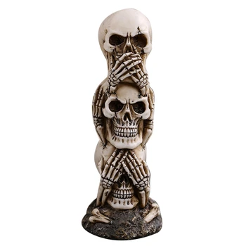 

Resin Skull Crafts Ornaments Human Skull Statue Ornaments High-Quality Creative Sculptures Three Non-Skull Models